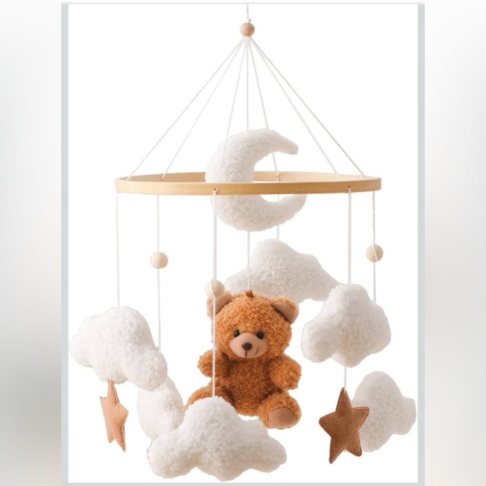 Teddy Bear Cloud Mobile - Brown and White